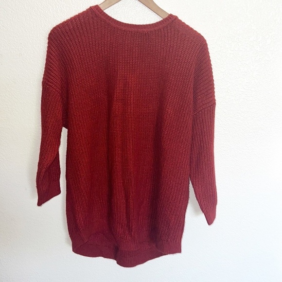 Cable & Gauge Burnt Orange / Red Chunky 3/4 Acrylic Sweater - Picture 1 of 9
